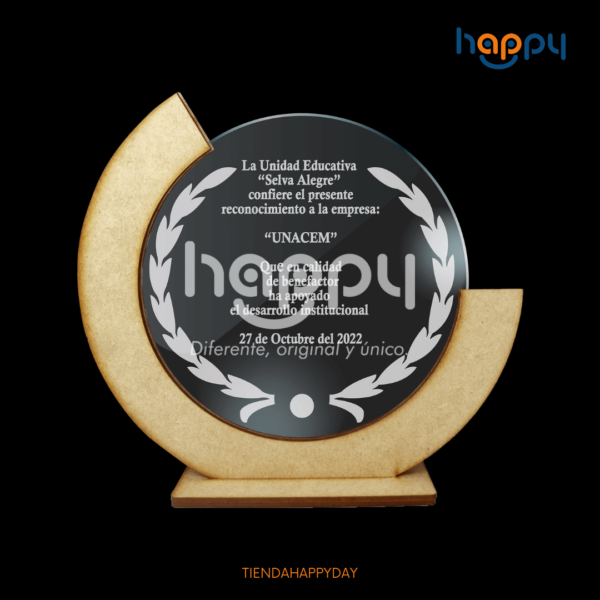 Reconocimiento grabado en acrilico - Productos Happy day