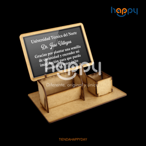 Reconocimiento Portaesfero y Tarjetero _ Productos de madera MDF - Happy day