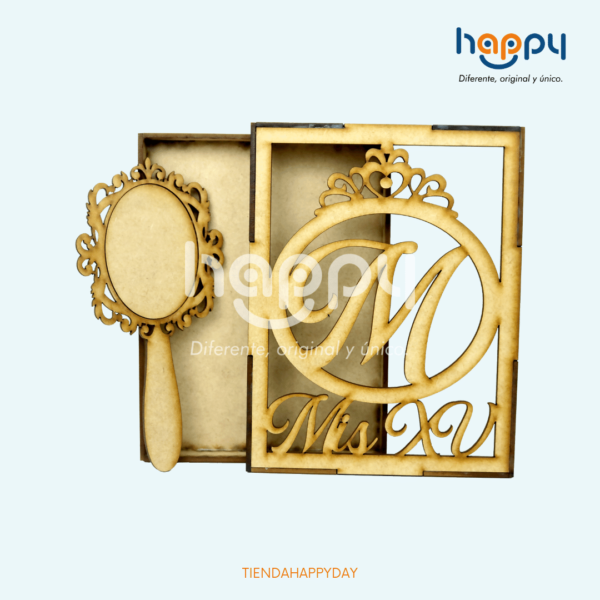 Recuerdo Invitación Porta espejo - Productos de madera MDF - Happy day