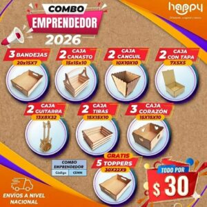 Combo-Emprendedor-MDF-2026-Happy-Day-CEMN Combo Emprendedor 2026 Cajas MDF San Valentín Happy Day Insumos