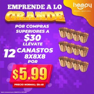 Combo emprende a lo grande canastos 8 cm - Cajas de madera MDF - Happy day