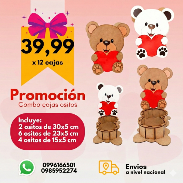 Combo-Cajas-Ositos-Corazon-MDF-San-Valentin-2026 Combo Cajas Ositos MDF San Valentín Happy Day Ecuador Regalos Amor