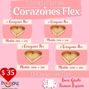 Combo Familia Corazones Flex - Combos de cajas de MDF Happy day
