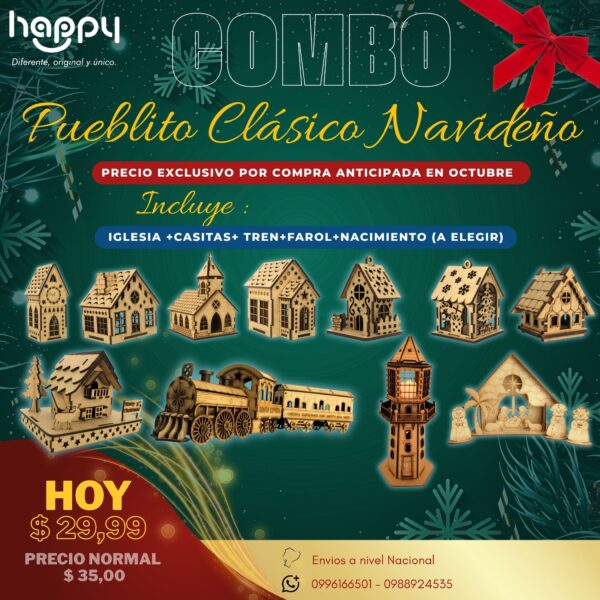 Combo pueblito clásico navideño