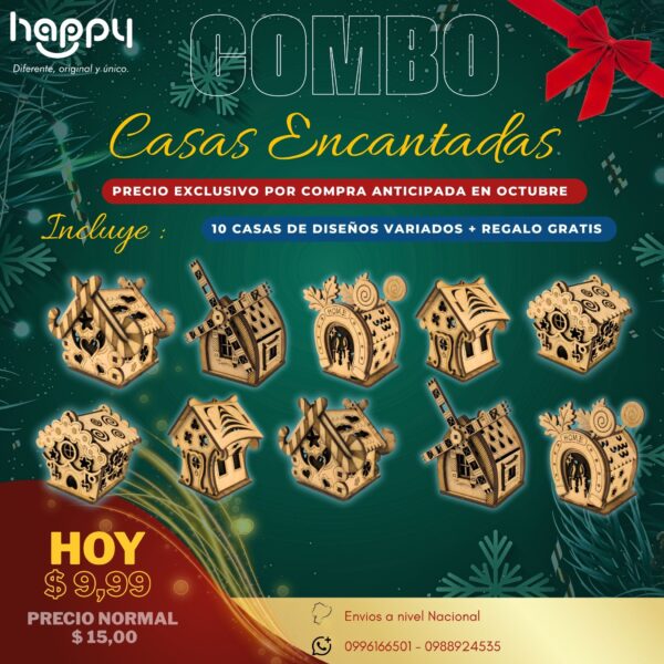 Casas Encantadas Navideñas en MDF con diseño único